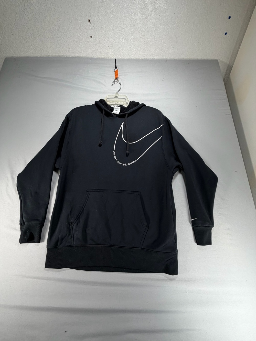 Nike Womens Therma-FIT HBR Hoodie Black White Graphic Swoosh DD6464-010 Size S
